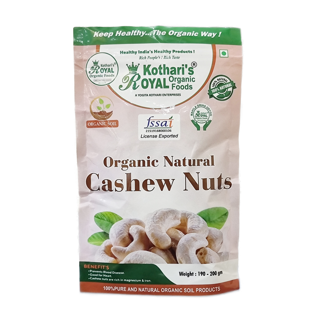 Organic Cashew Nuts Gm Kothari S Royal Organic Foods